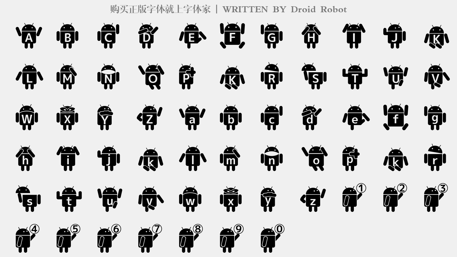 Droid Robot - 大写字母/小写字母/数字