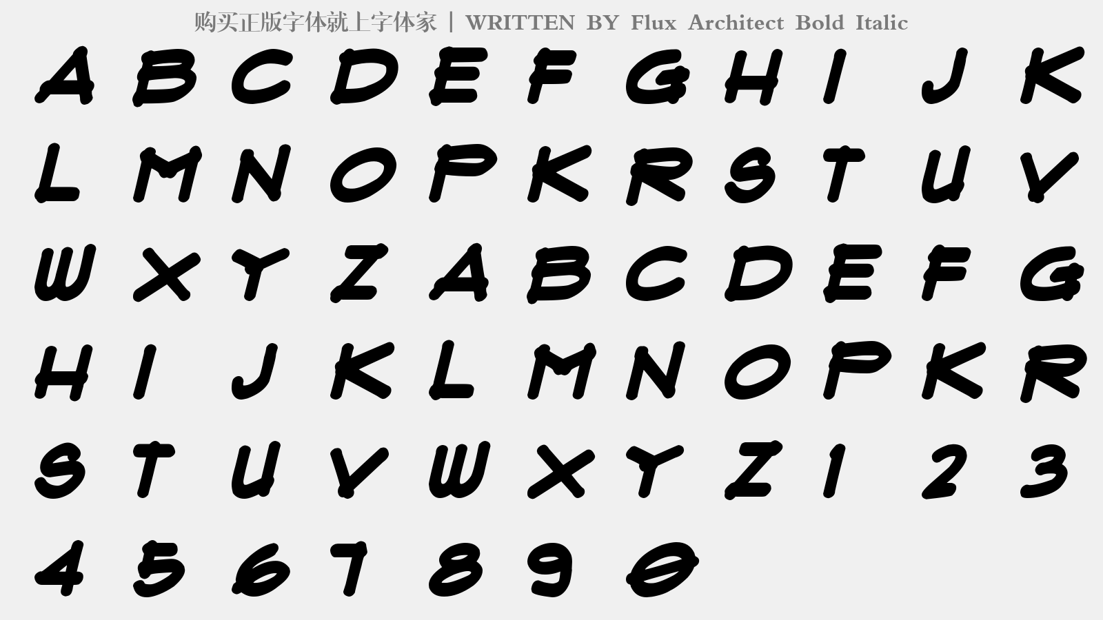 Flux Architect Bold Italic - 大写字母/小写字母/数字