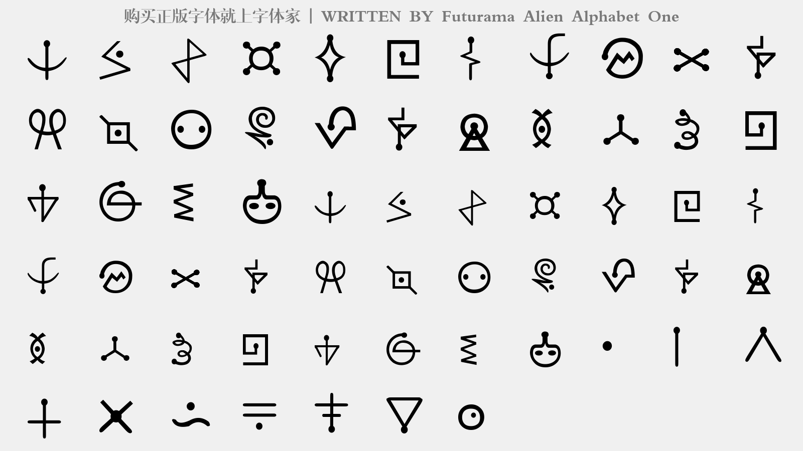 Futurama Alien Alphabet One - 大写字母/小写字母/数字