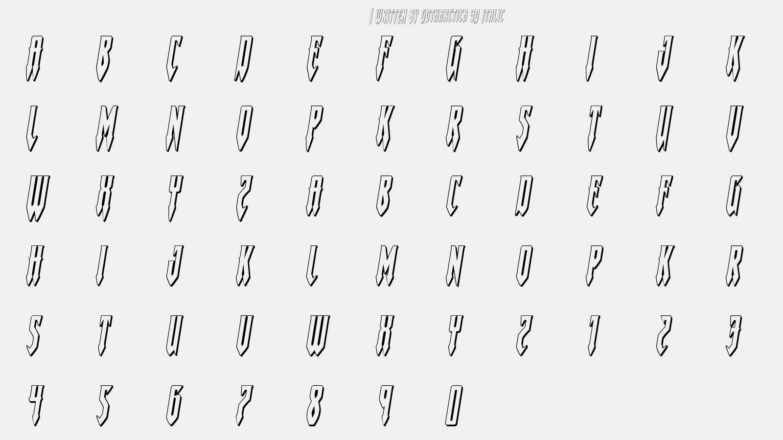 Gotharctica 3D Italic - 大写字母/小写字母/数字