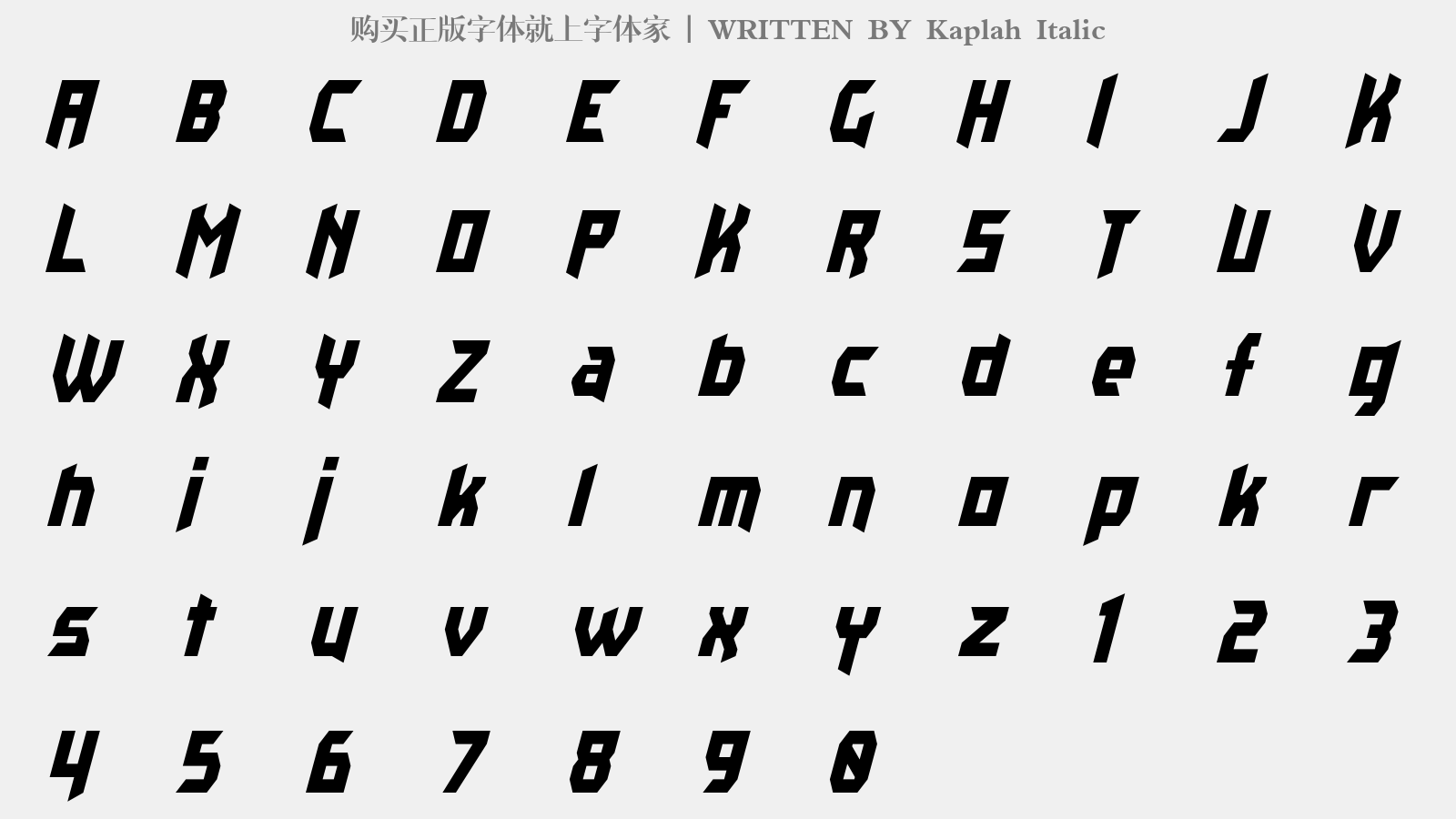 Kaplah Italic - 大写字母/小写字母/数字