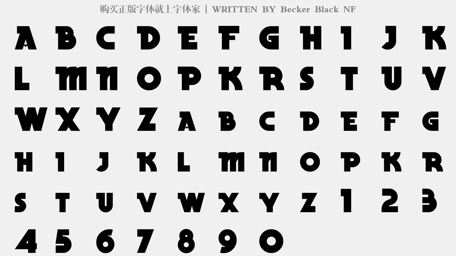 Becker Black NF - 大写字母/小写字母/数字