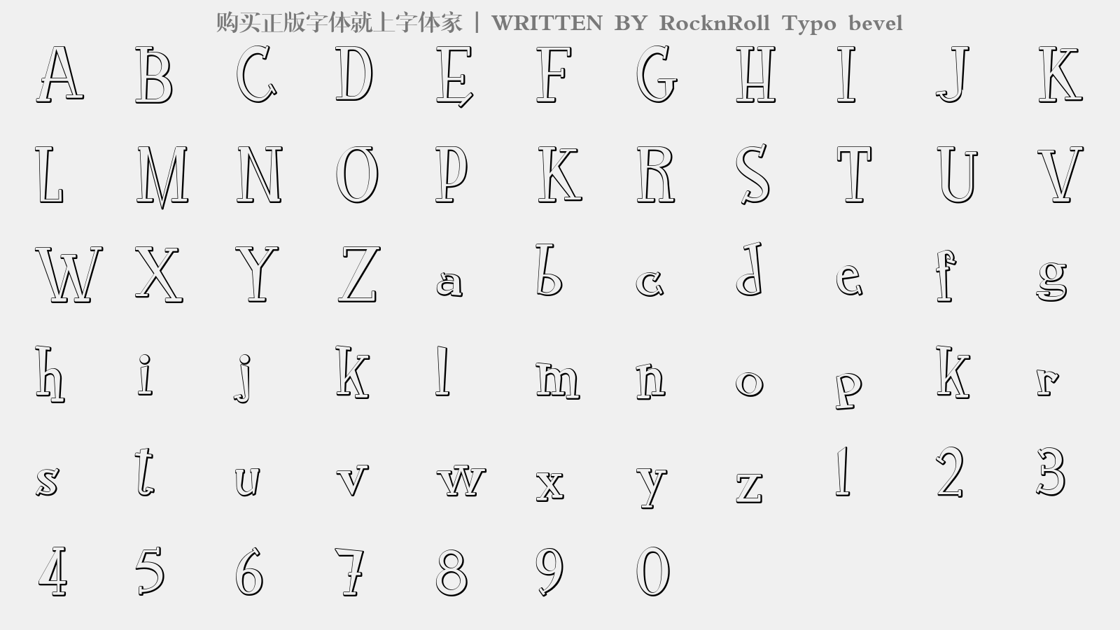 RocknRoll Typo bevel - 大写字母/小写字母/数字