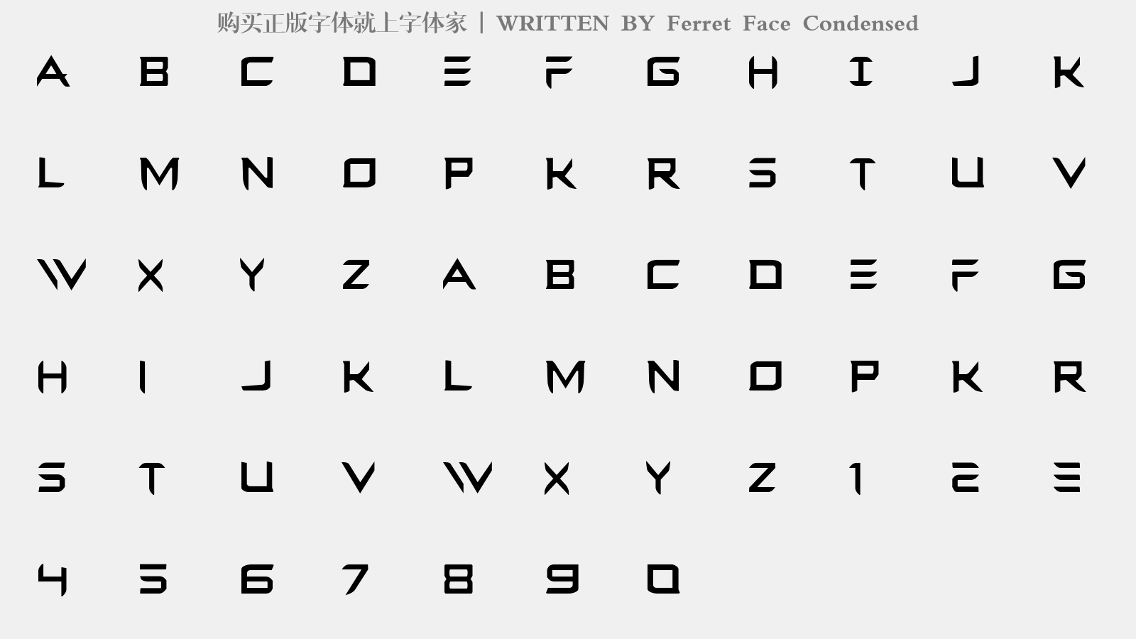 Ferret Face Condensed - 大写字母/小写字母/数字