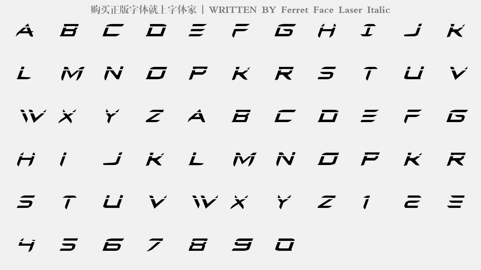 Ferret Face Laser Italic - 大写字母/小写字母/数字