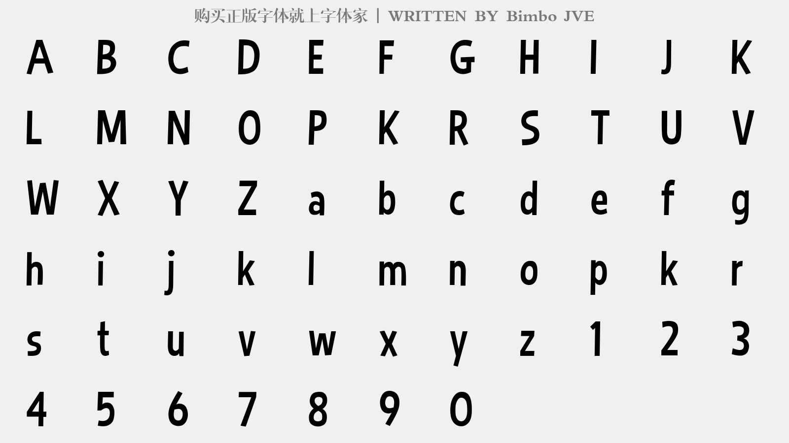 Bimbo JVE - 大写字母/小写字母/数字