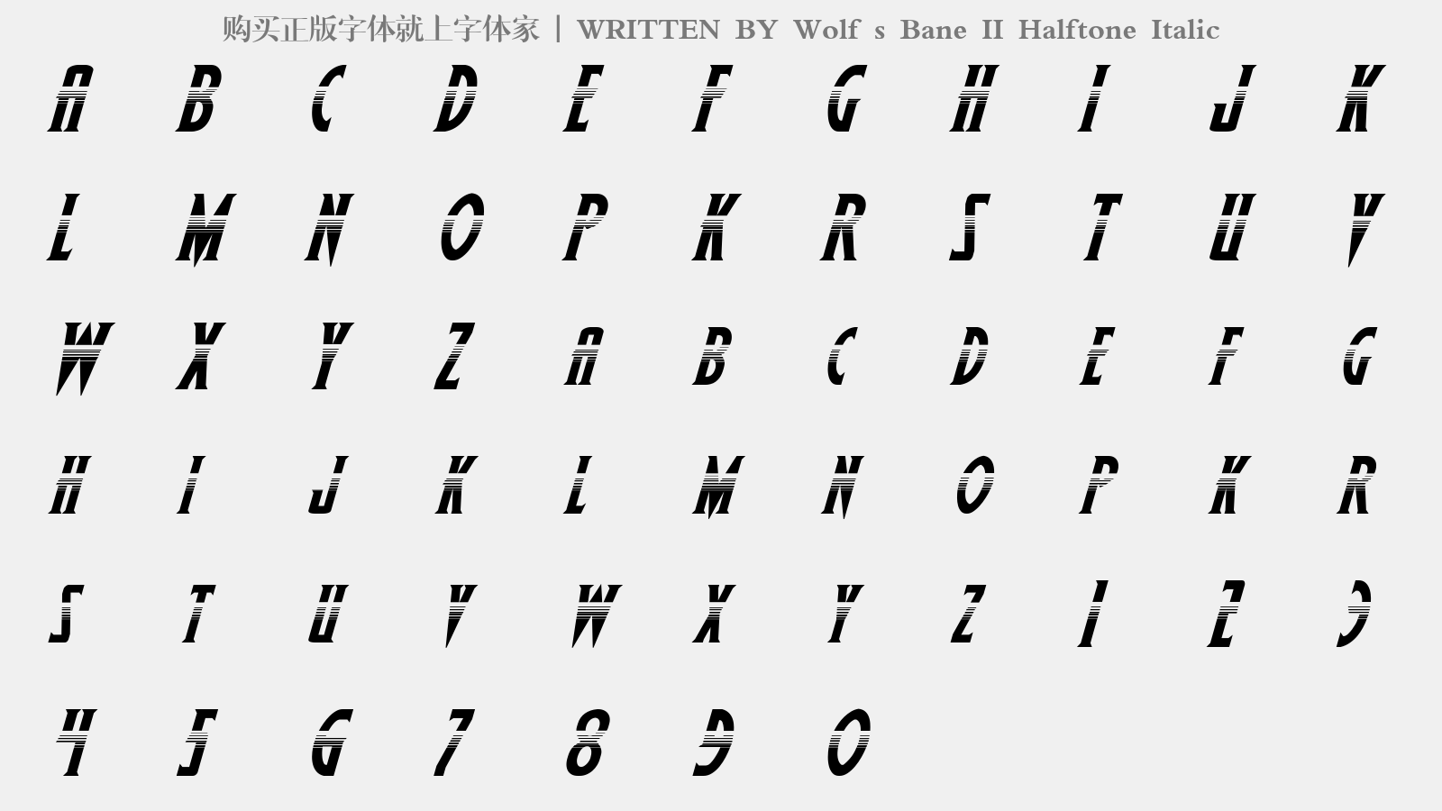 Wolf s Bane II Halftone Italic - 大写字母/小写字母/数字