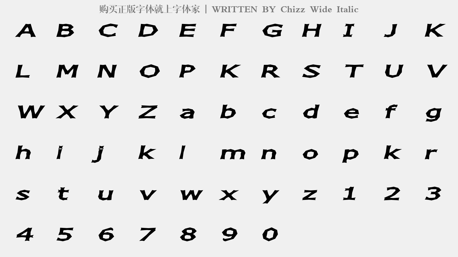 Chizz Wide Italic - 大写字母/小写字母/数字