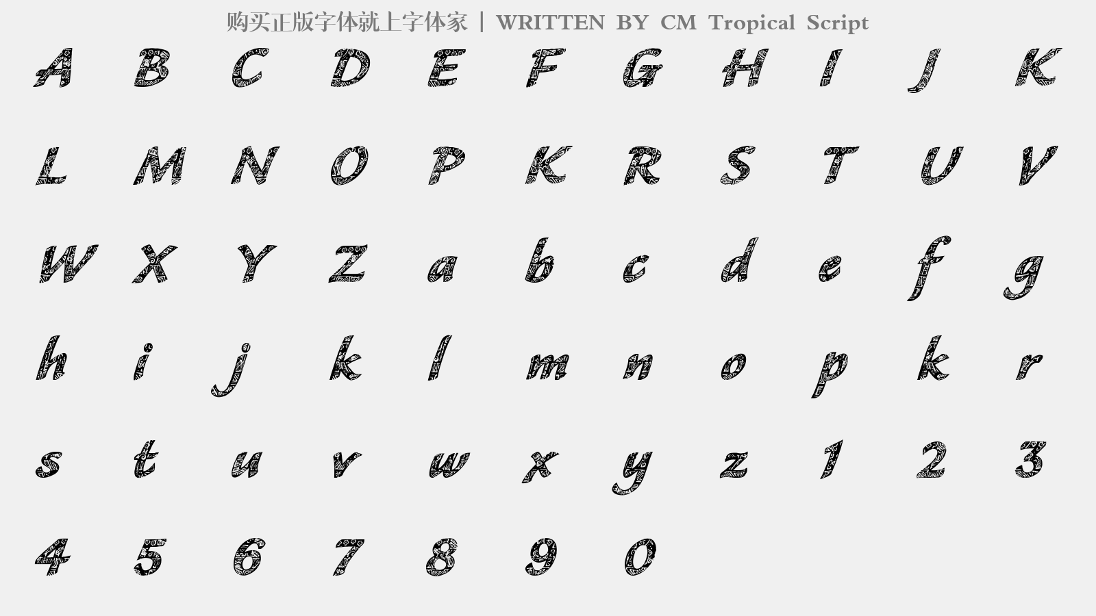 CM Tropical Script - 大写字母/小写字母/数字