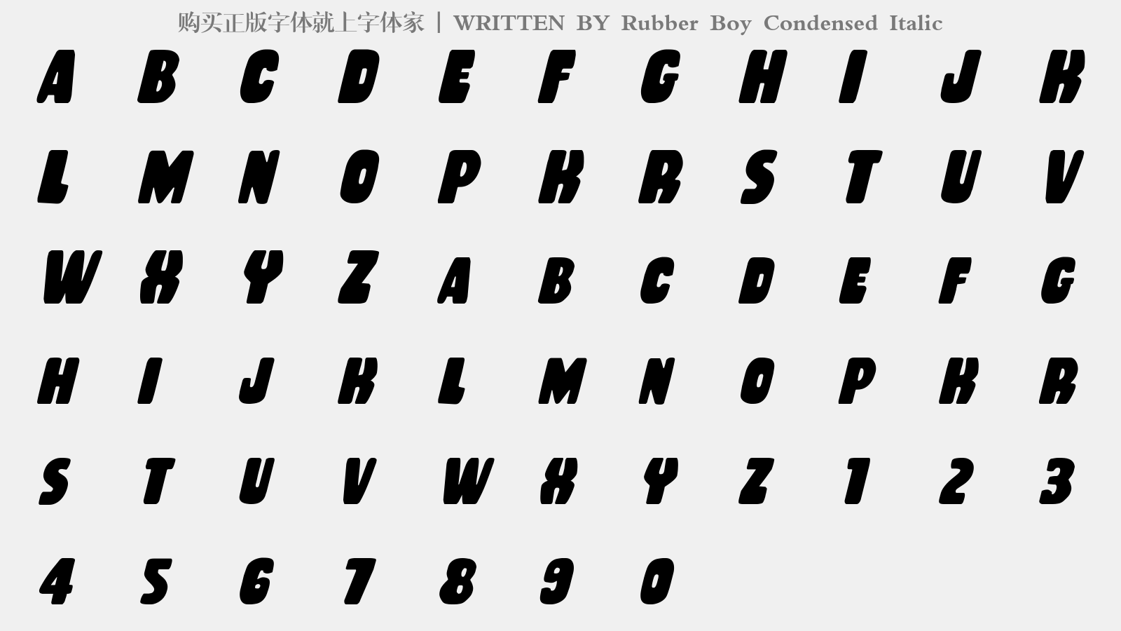 Rubber Boy Condensed Italic - 大写字母/小写字母/数字