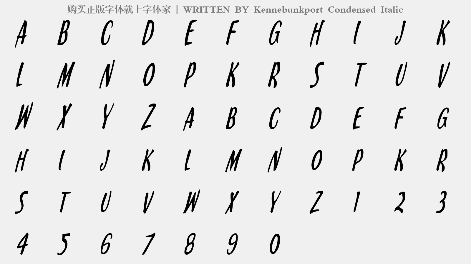 Kennebunkport Condensed Italic - 大写字母/小写字母/数字