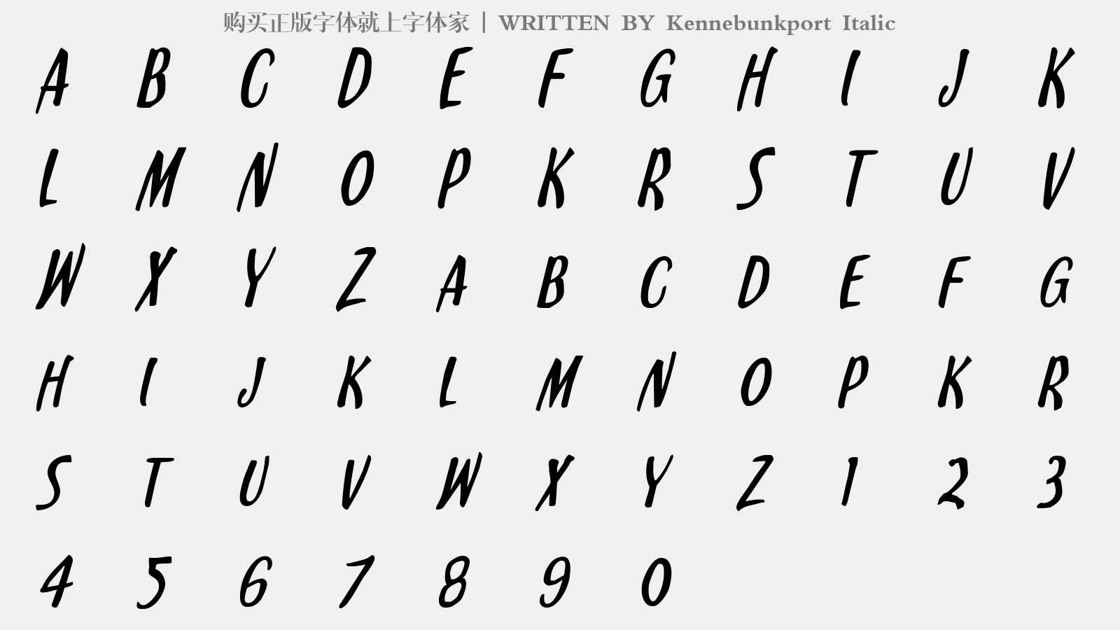 Kennebunkport Italic - 大写字母/小写字母/数字