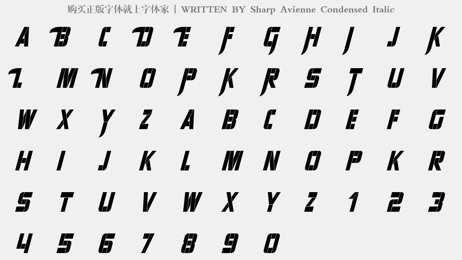 Sharp Avienne Condensed Italic - 大写字母/小写字母/数字