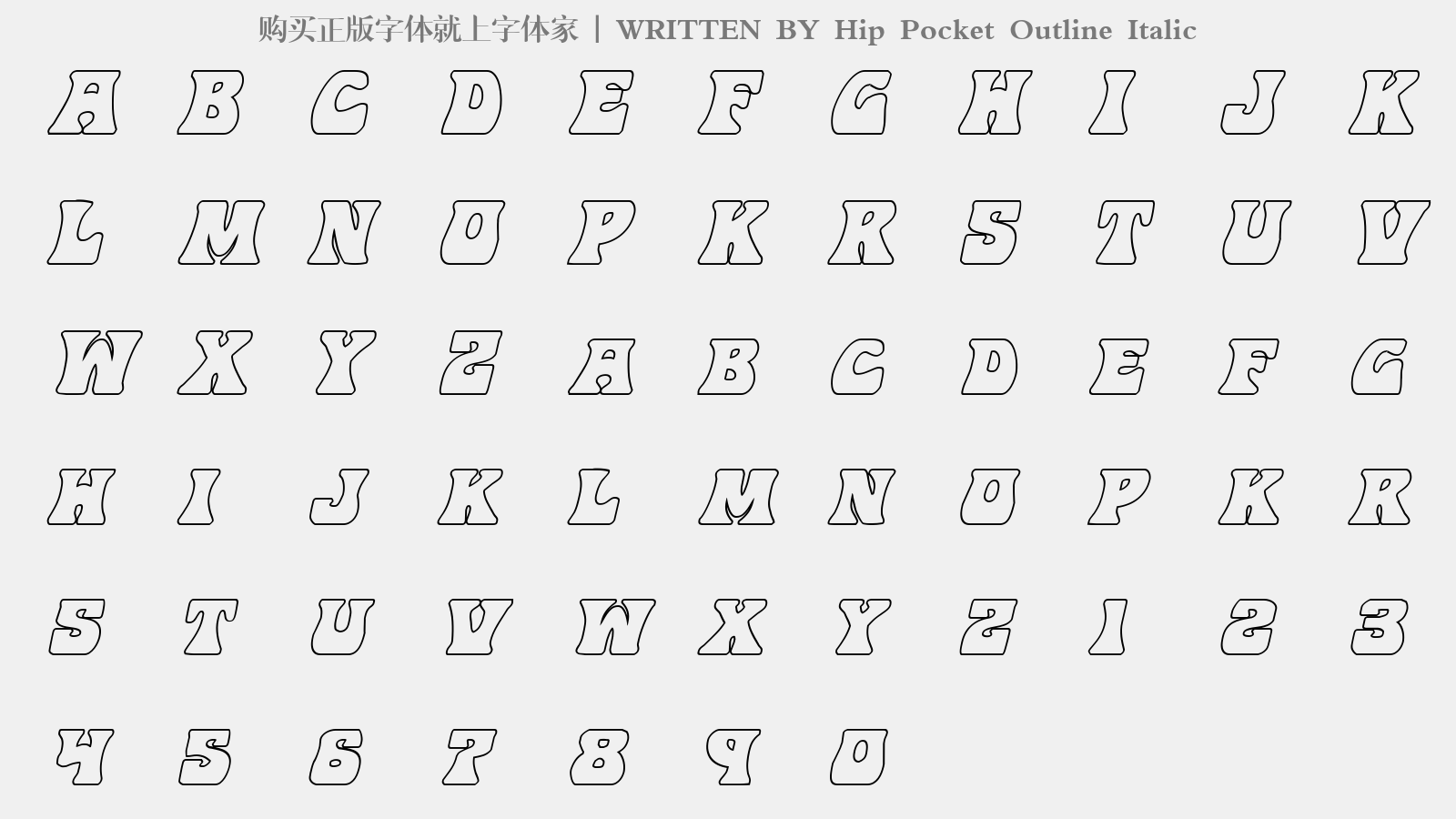 Hip Pocket Outline Italic - 大写字母/小写字母/数字