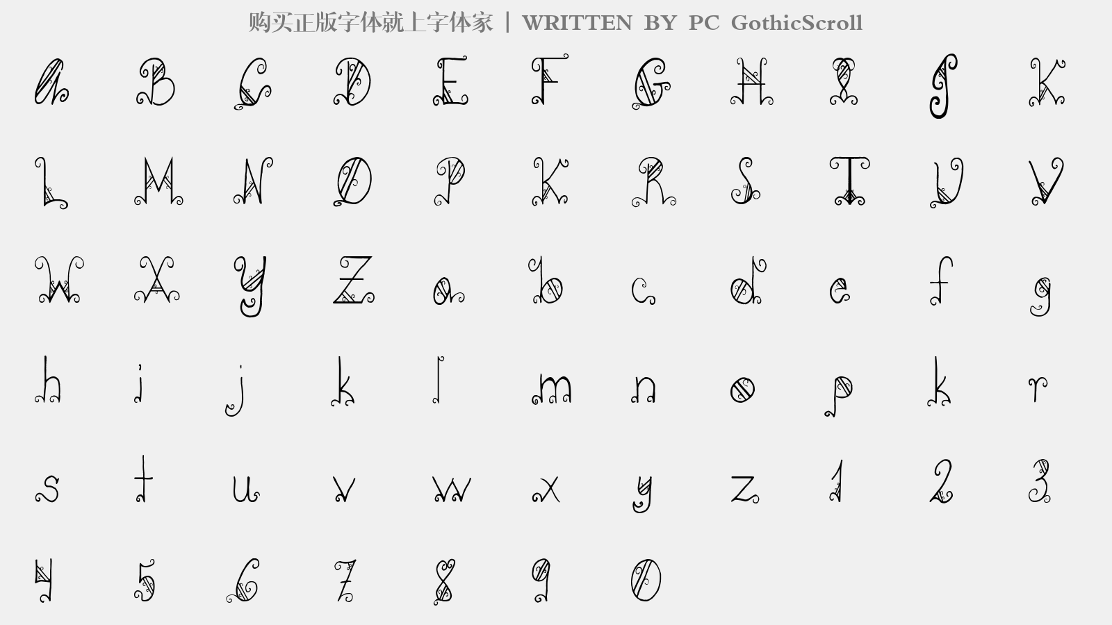 PC GothicScroll - 大写字母/小写字母/数字