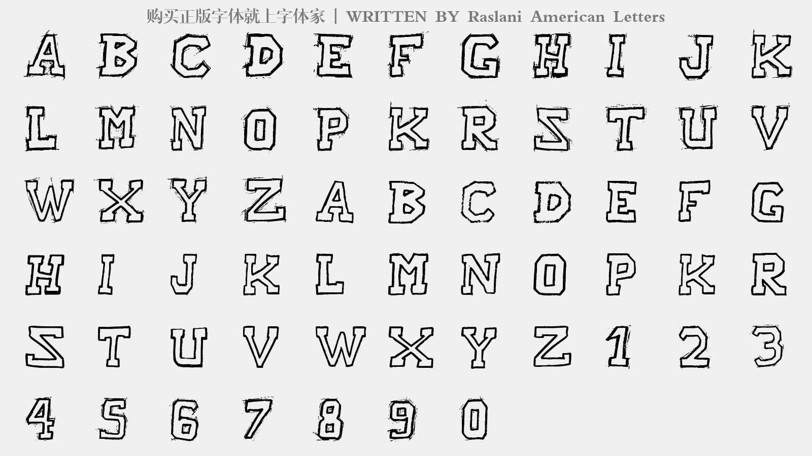 Raslani American Letters - 大写字母/小写字母/数字