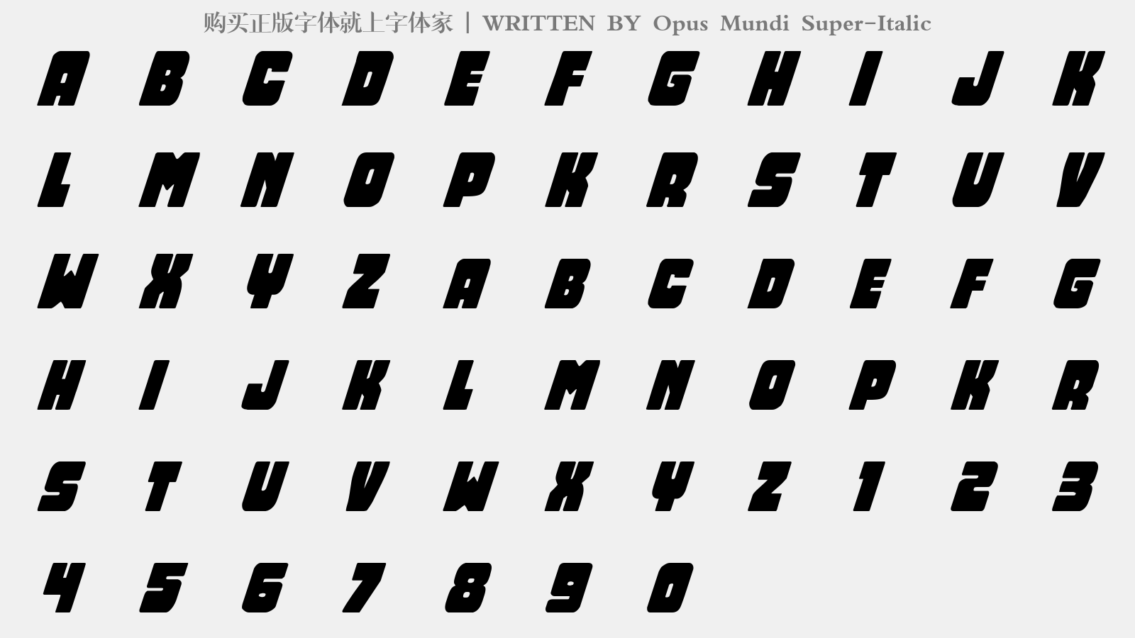 Opus Mundi Super-Italic - 大写字母/小写字母/数字