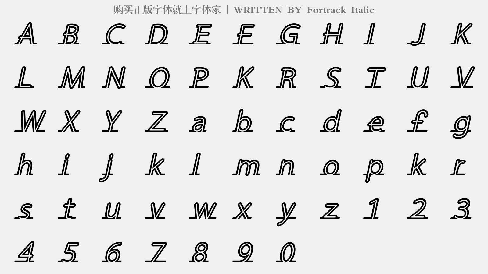 Fortrack Italic - 大写字母/小写字母/数字