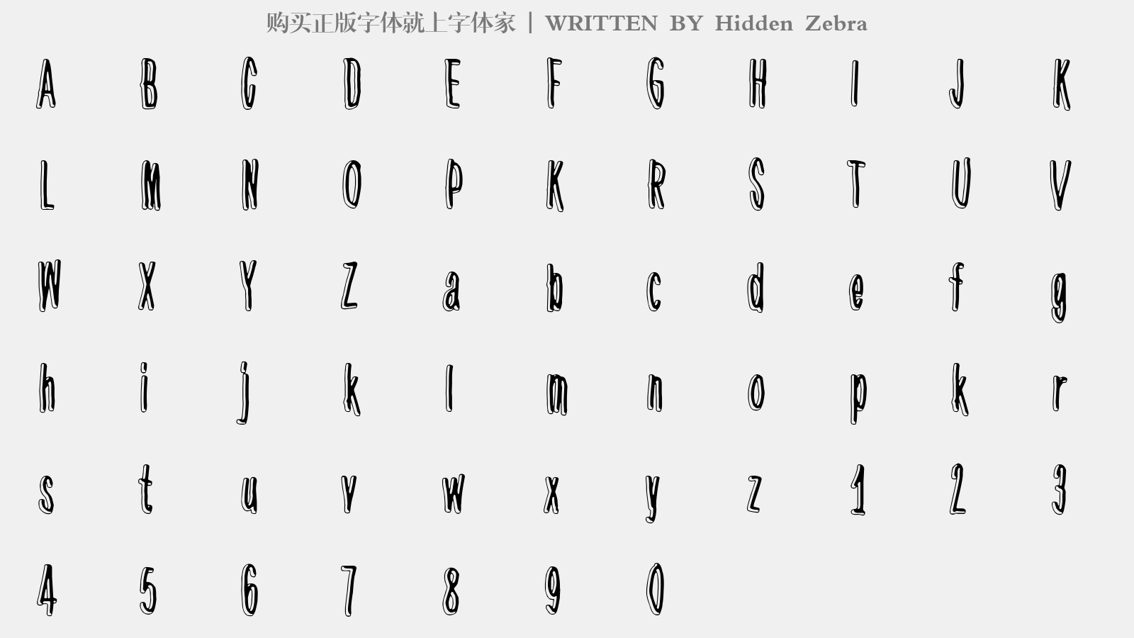 Hidden Zebra - 大写字母/小写字母/数字