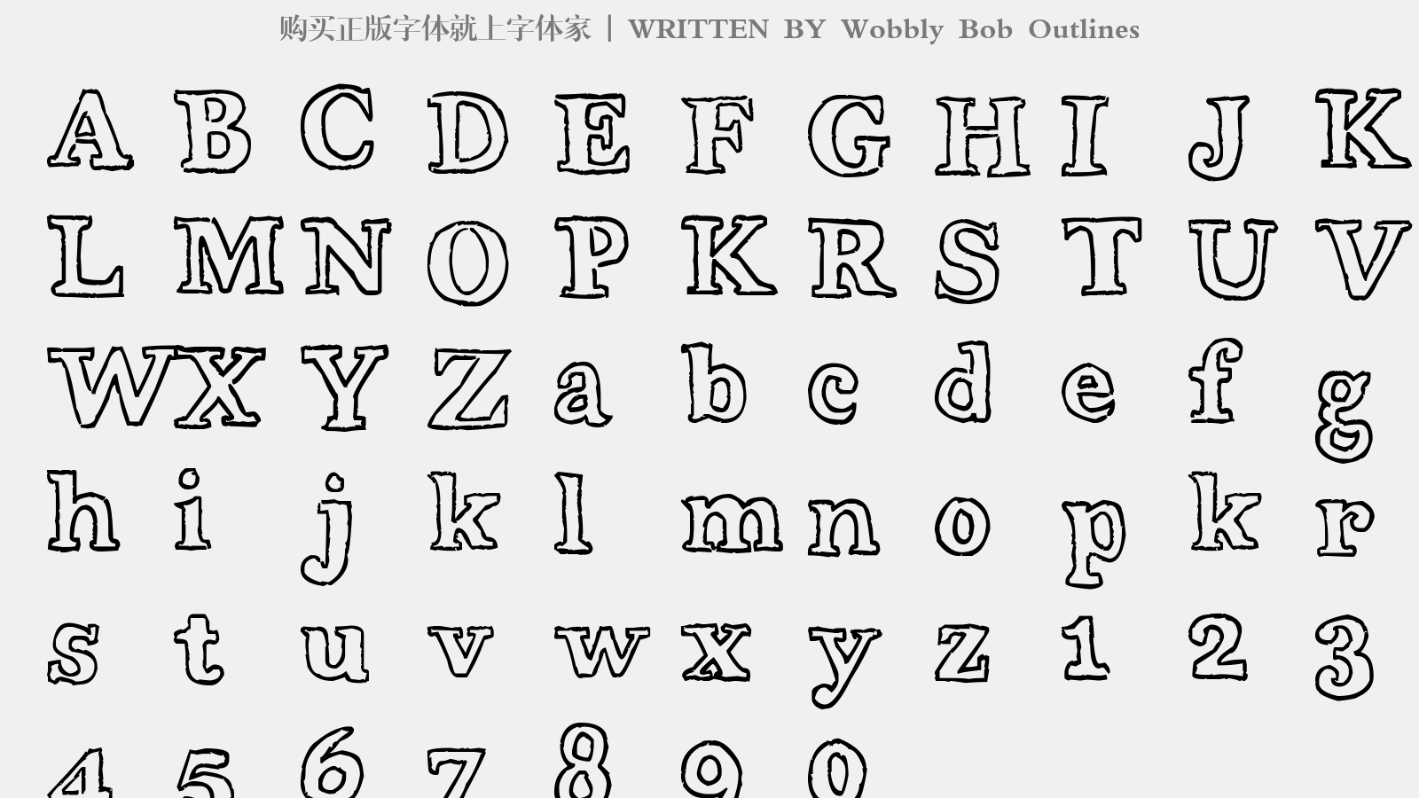 Wobbly Bob Outlines - 大写字母/小写字母/数字