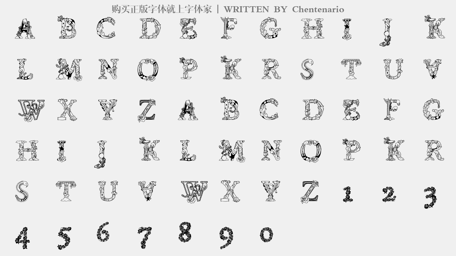 Chentenario - 大写字母/小写字母/数字