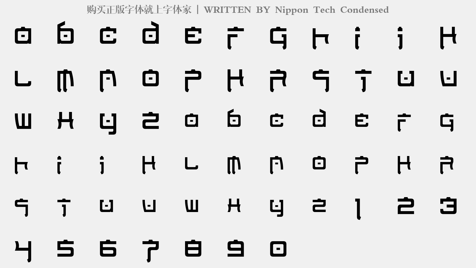 Nippon Tech Condensed - 大写字母/小写字母/数字