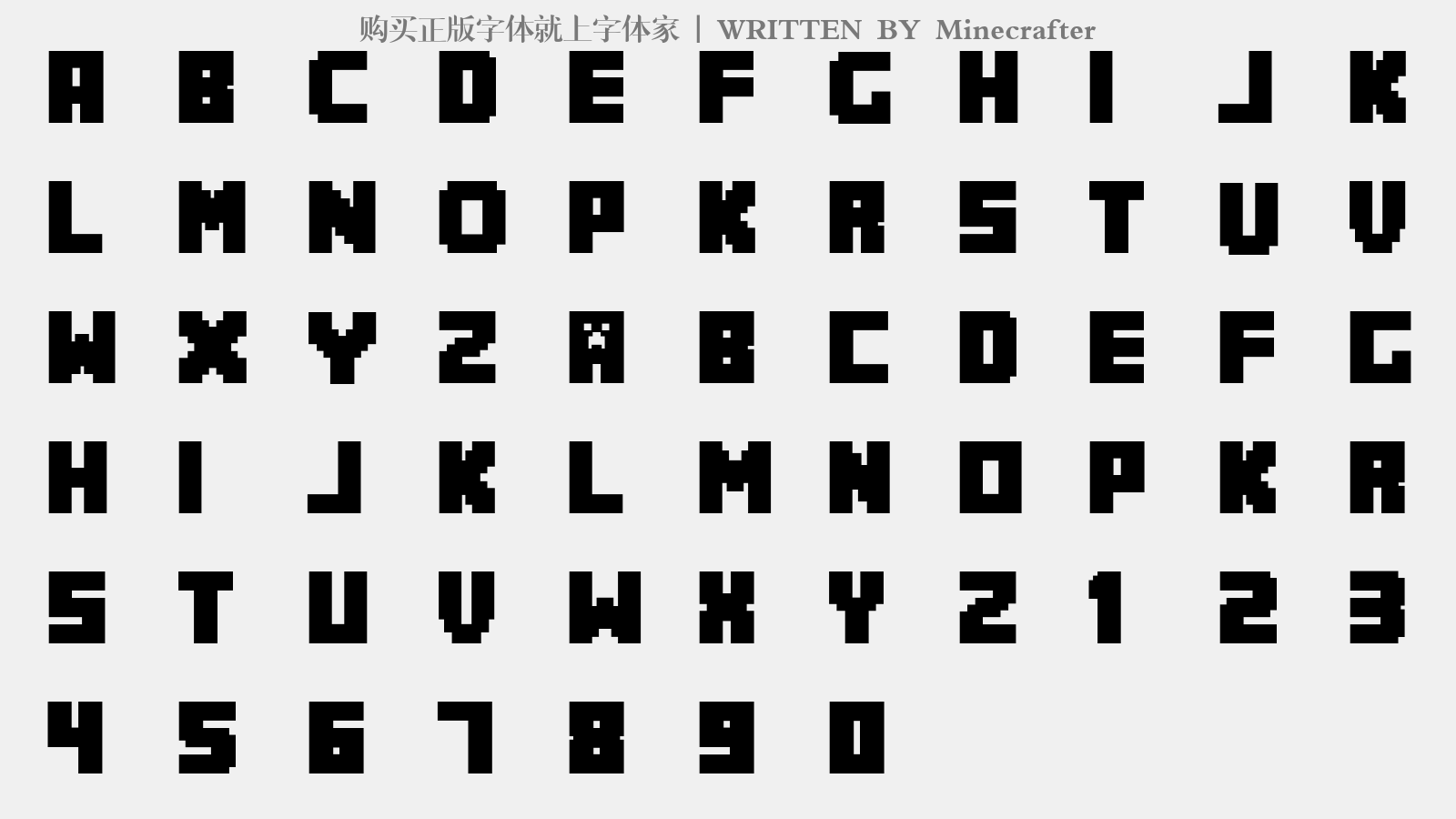 minecrafter是一款个性独特的英文字体,非常适合创意类的ps字体,英文
