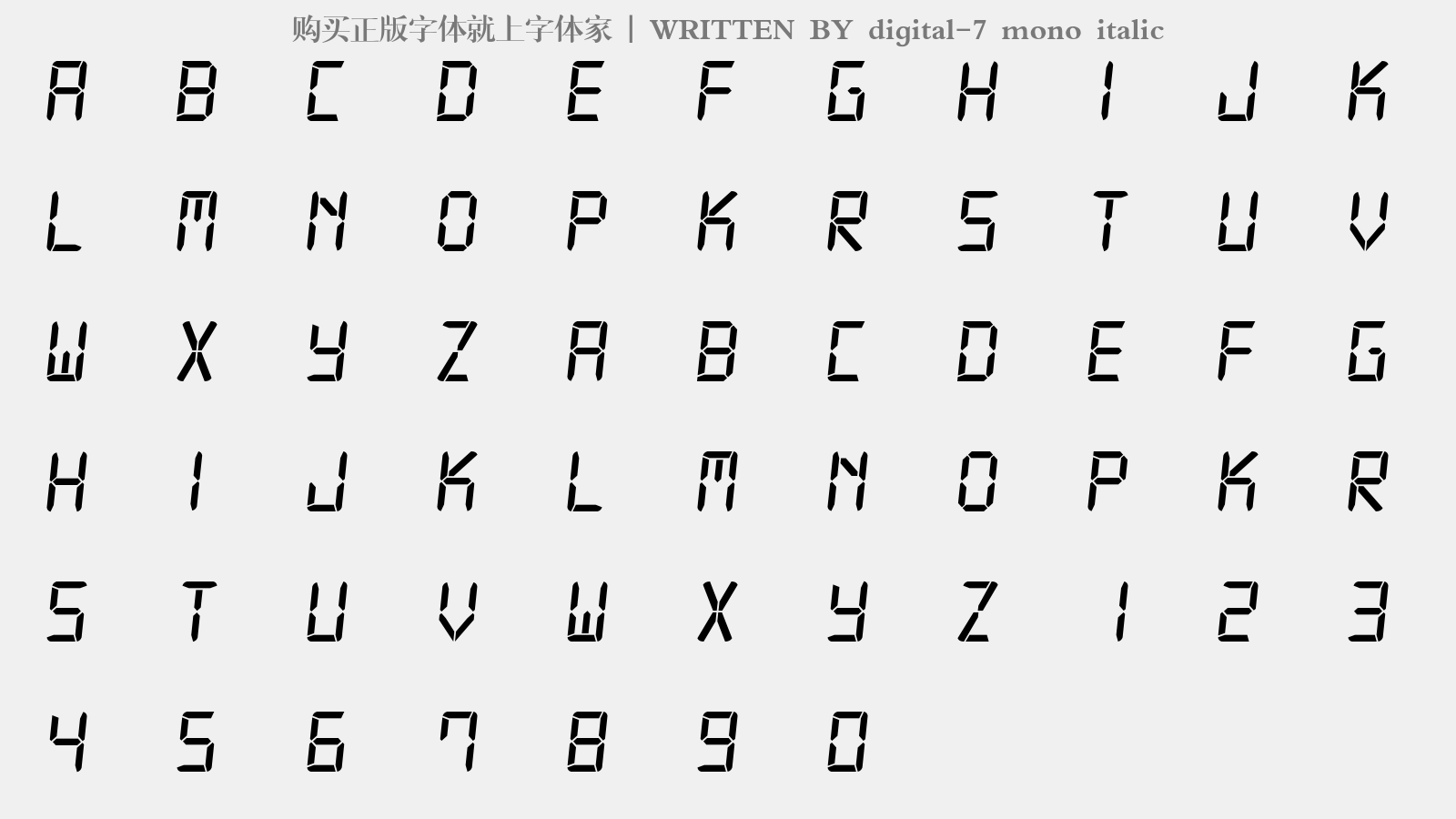 digital-7 mono italic - 大写字母/小写字母/数字