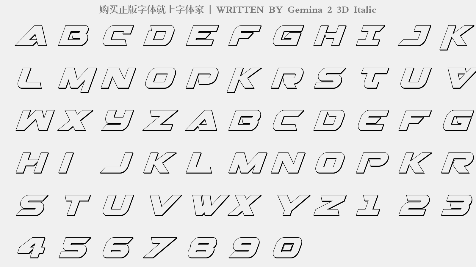 Gemina 2 3D Italic - 大写字母/小写字母/数字
