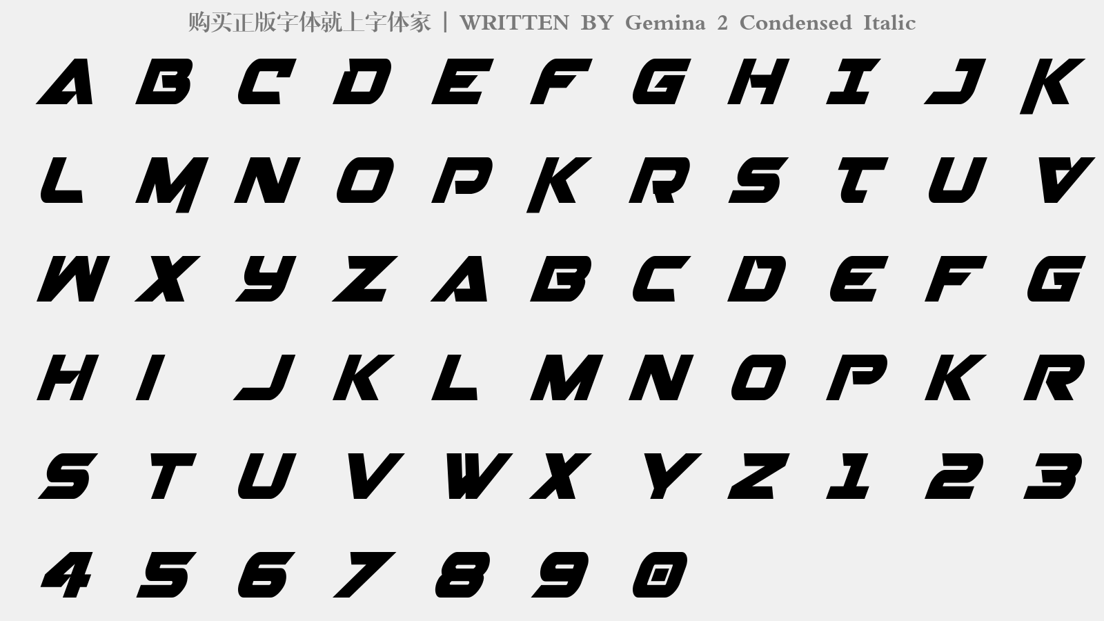 Gemina 2 Condensed Italic - 大写字母/小写字母/数字