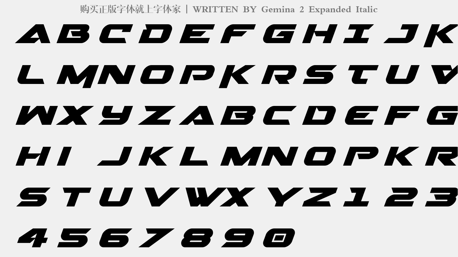 Gemina 2 Expanded Italic - 大写字母/小写字母/数字