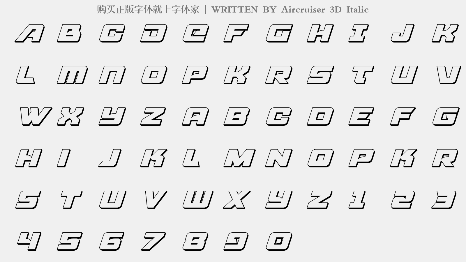 aircruiser 3d italic免费字体下载 - 英文字体免费下载尽在字体家