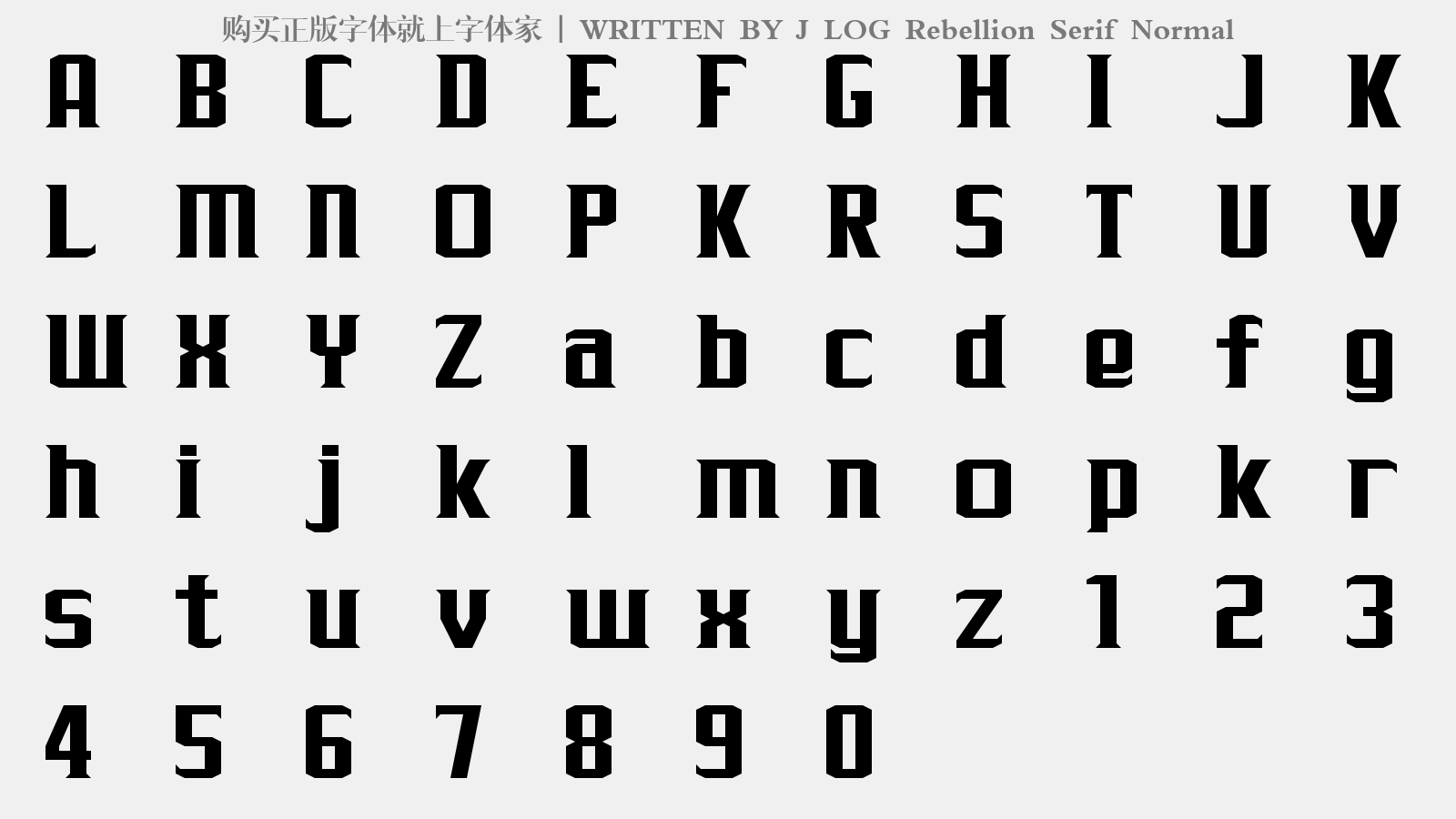 J LOG Rebellion Serif Normal - 大写字母/小写字母/数字