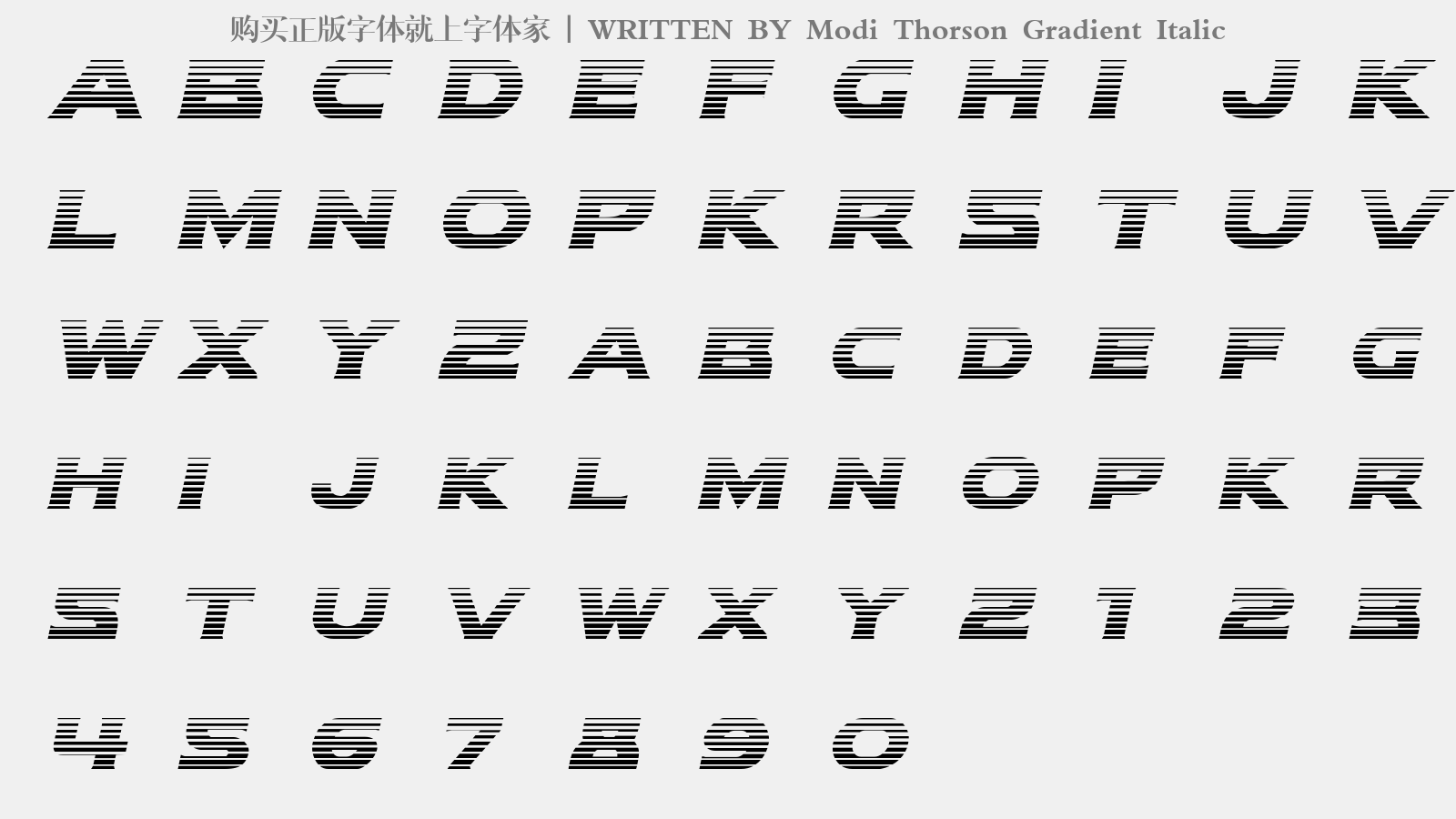 Modi Thorson Gradient Italic - 大写字母/小写字母/数字
