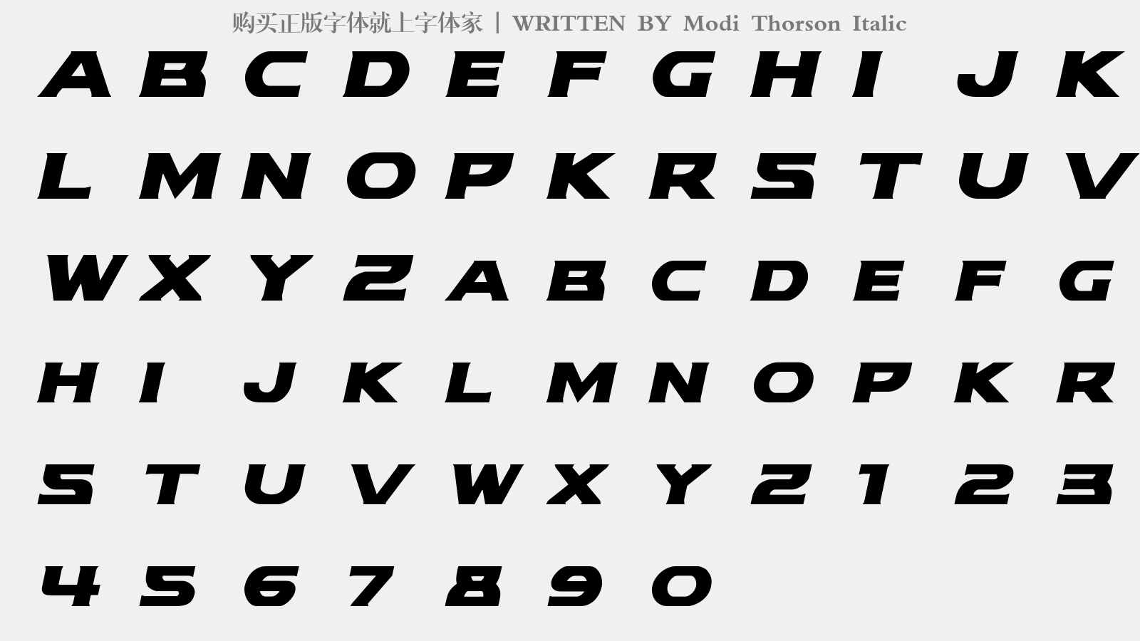 Modi Thorson Italic - 大写字母/小写字母/数字