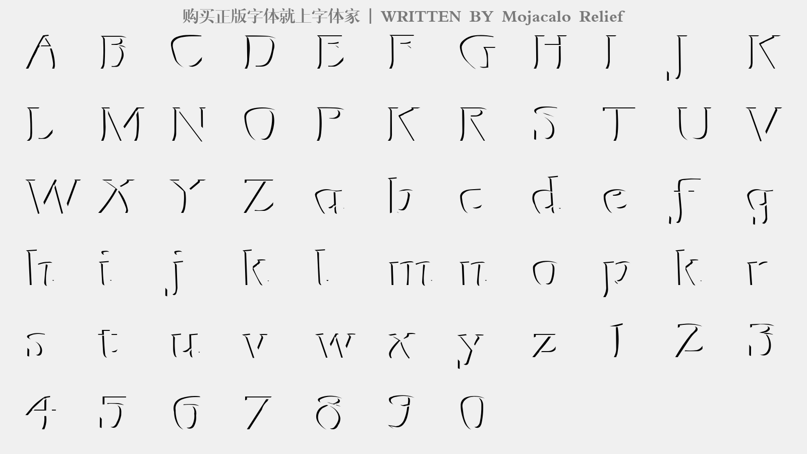 Mojacalo Relief - 大写字母/小写字母/数字