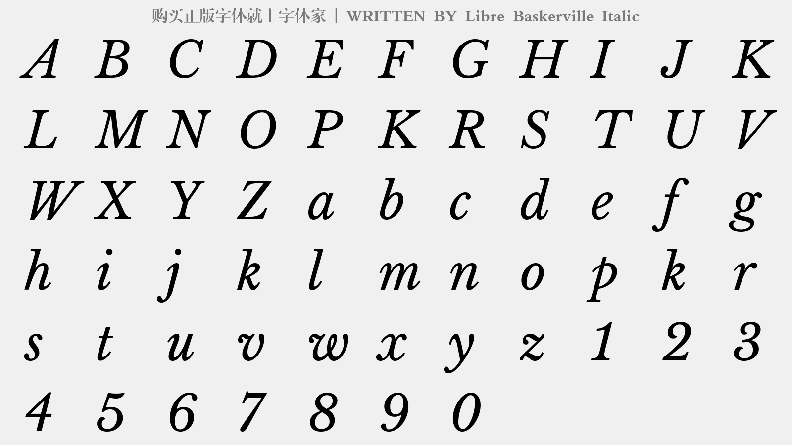 Libre Baskerville Italic - 大写字母/小写字母/数字