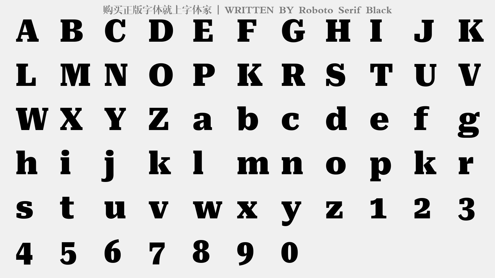 Roboto Serif Black - 大写字母/小写字母/数字