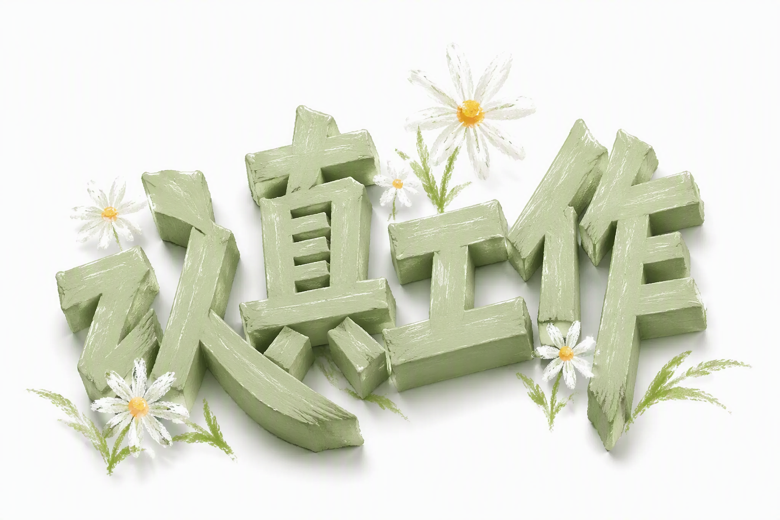 认真工作