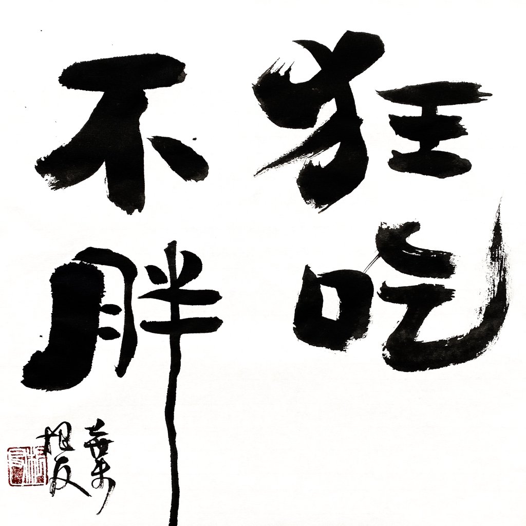 狂吃不胖毛笔书法作品